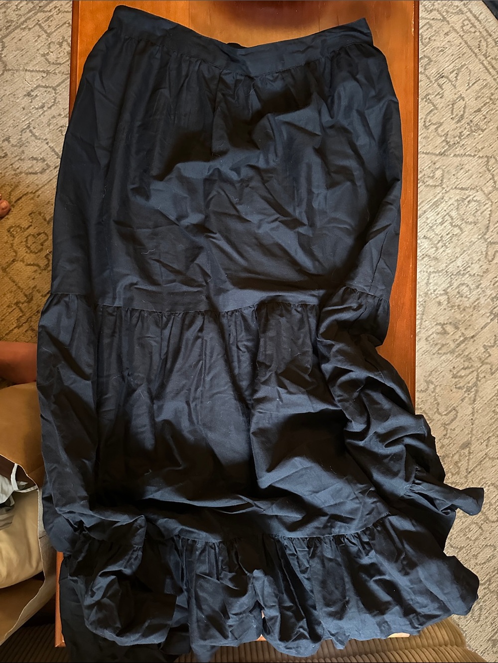 Women's Black Tiered Midi Skirt